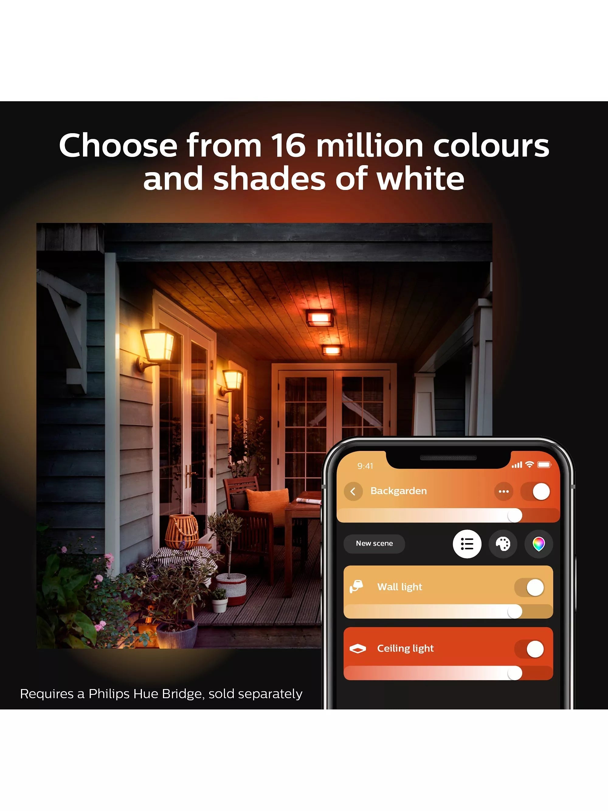 Philips Hue Econic smart outdoor wall light in black, imported from the UK