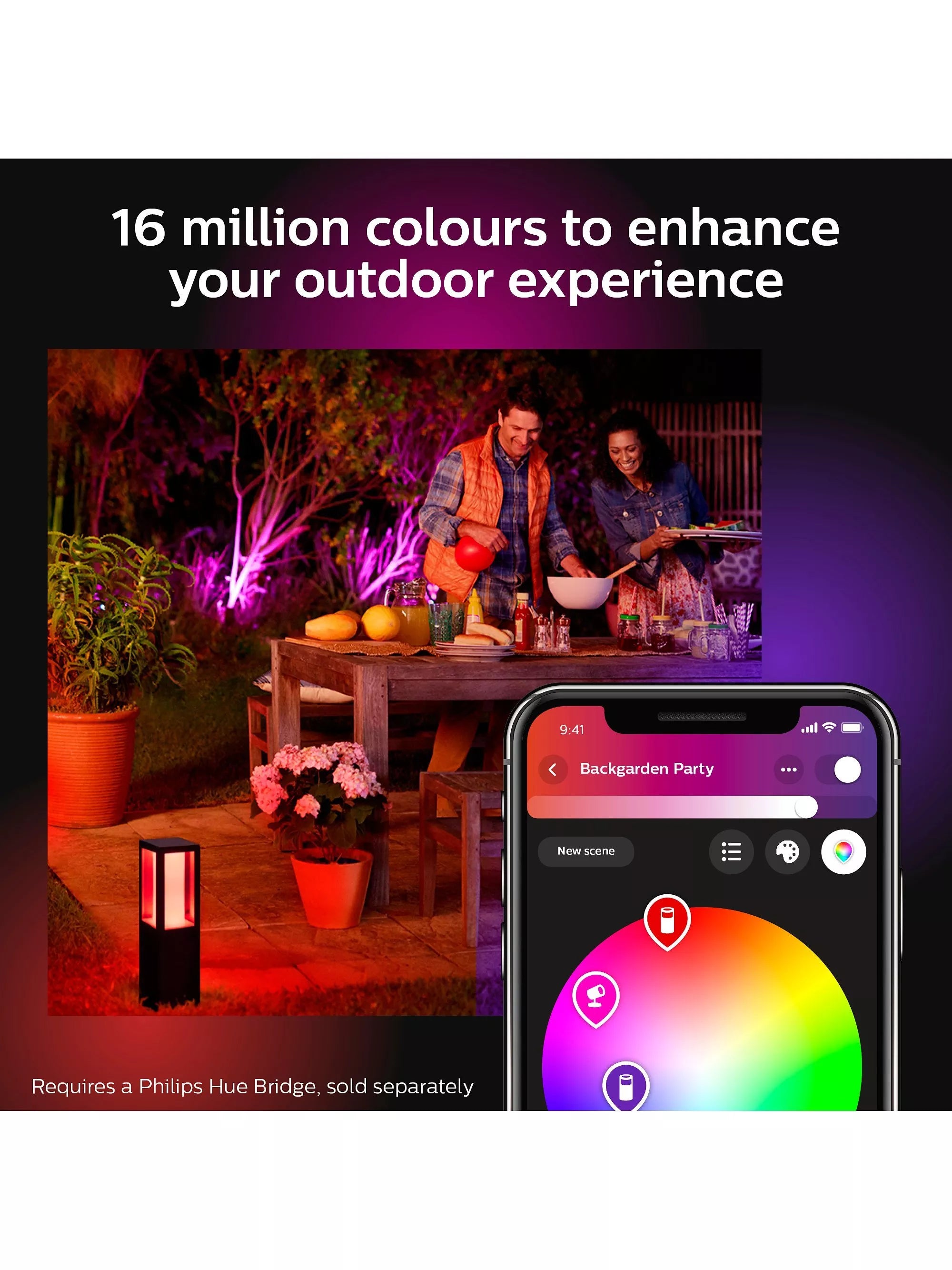 Philips Hue Econic smart outdoor wall light in black, imported from the UK