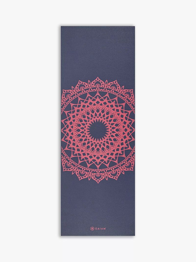 Gaiam Premium Marrakesh 4mm Yoga Mat, Navy Fleur