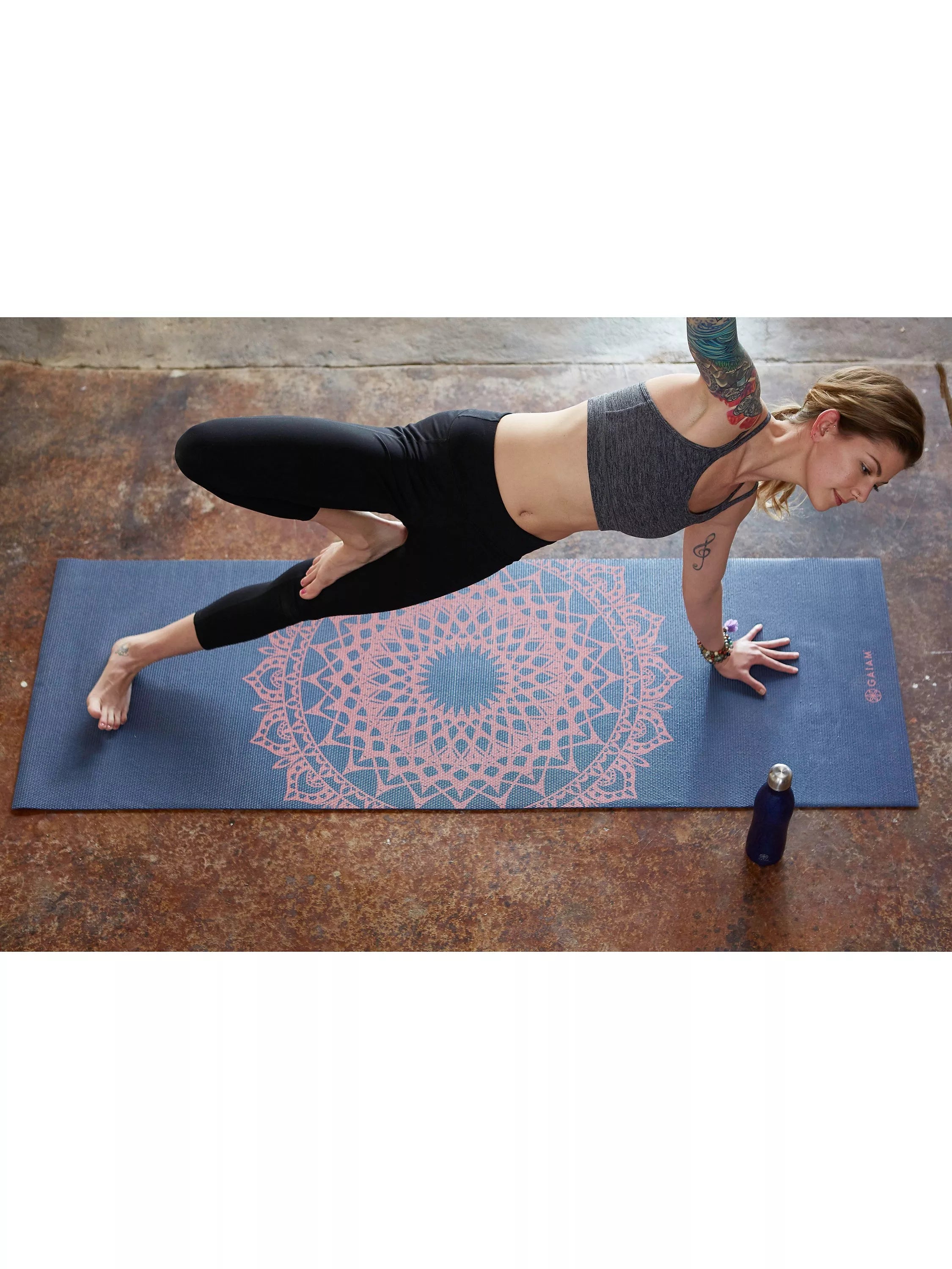 Gaiam Premium Marrakesh 4mm Yoga Mat, Navy Fleur