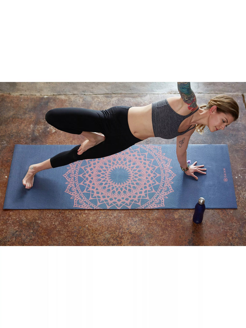 Gaiam Premium Marrakesh 4mm Yoga Mat, Navy Fleur