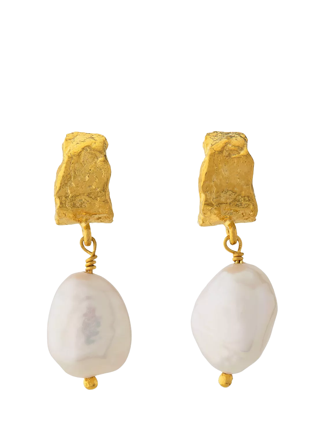 Alex Monroe freshwater pearl drop earrings gold plating, imported from the UK