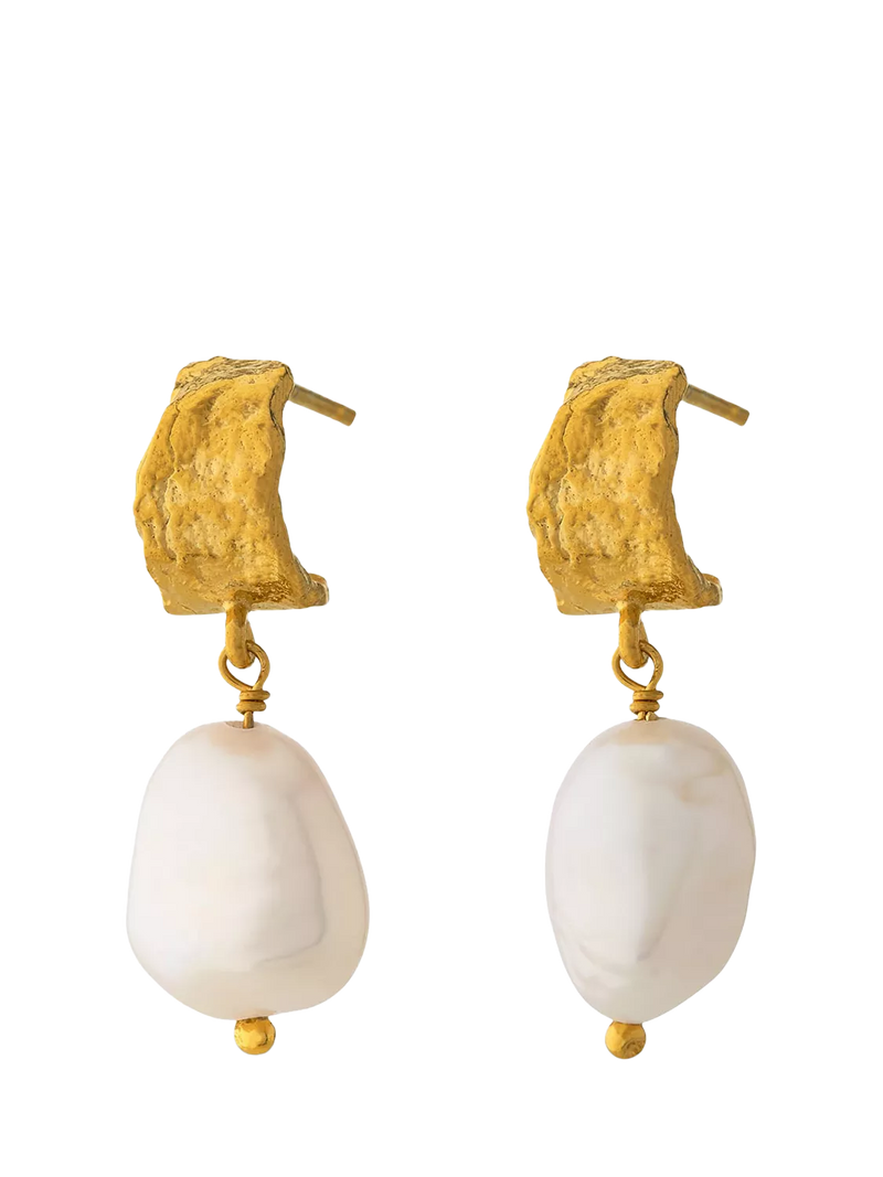Alex Monroe freshwater pearl drop earrings gold plating, imported from the UK
