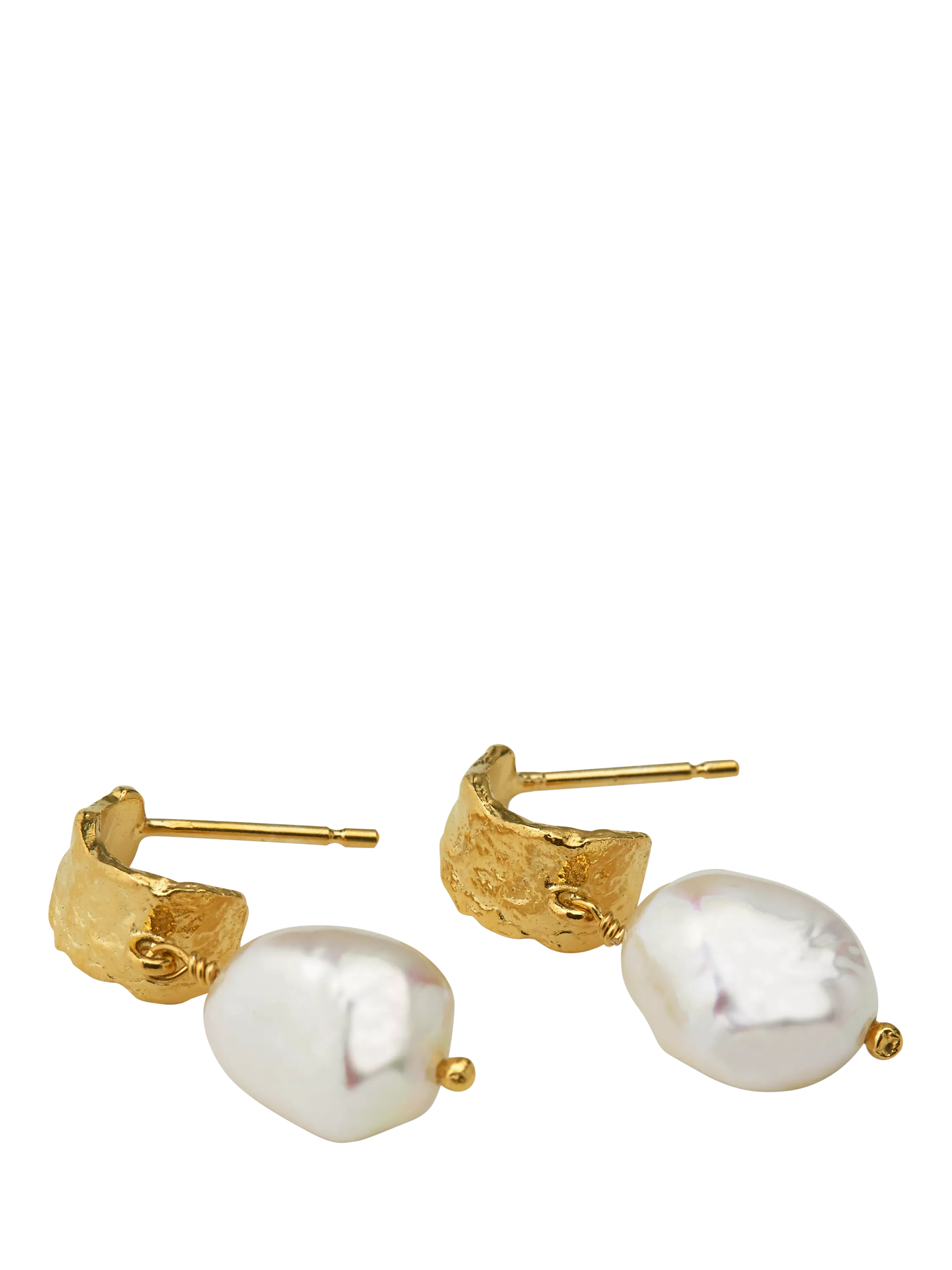 Alex Monroe freshwater pearl drop earrings gold plating, imported from the UK
