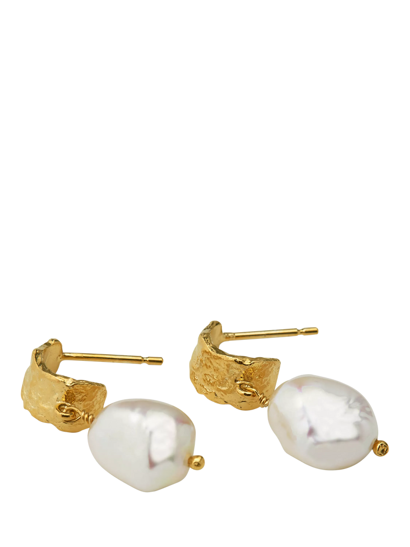 Alex Monroe freshwater pearl drop earrings gold plating, imported from the UK