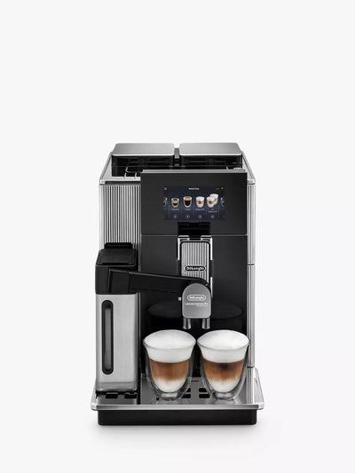 John Lewis Fully Automatic Bean to Cup Coffee Machine with Dual Bean Hoppers and Touchscreen, Metal Black- Buy online at McGrocer