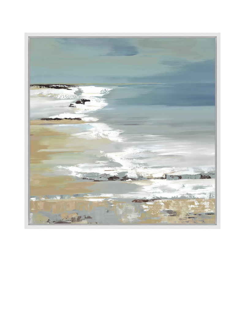 John Lewis Valeria Mravyan 'East Coast I' Framed Canvas Print, 106 x 106cm, Blue/Multi
