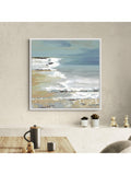 John Lewis framed canvas print abstract coastal blue multi 106x106cm - British product