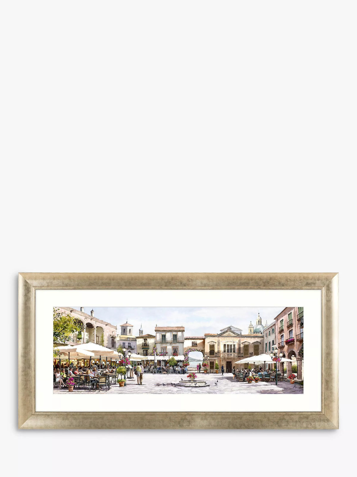 John Lewis Mediterranean courtyard framed print 52x128cm, imported from the UK