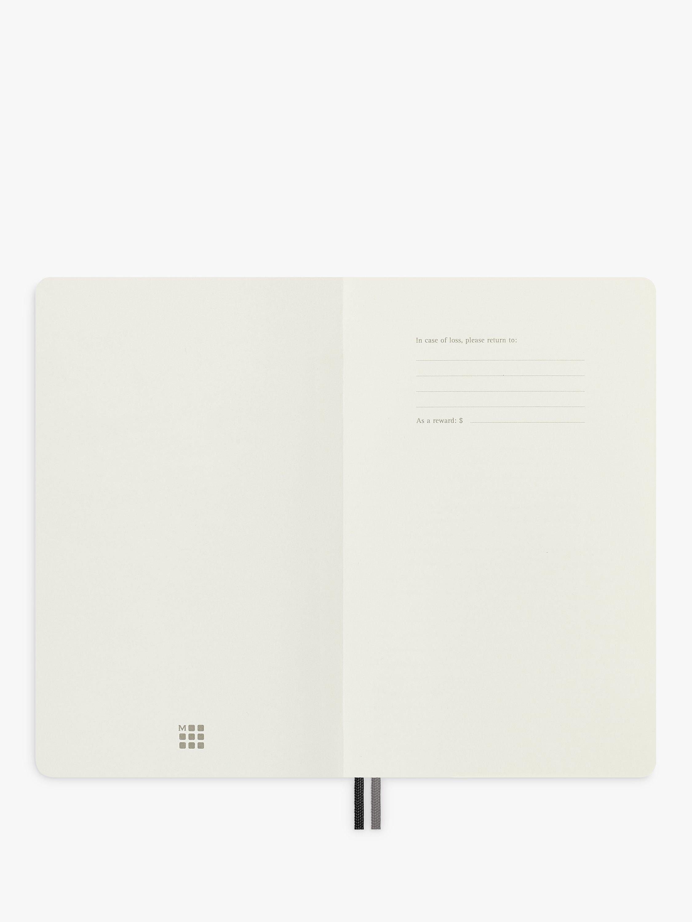 Moleskine large ruled soft cover notebook black, imported from the UK