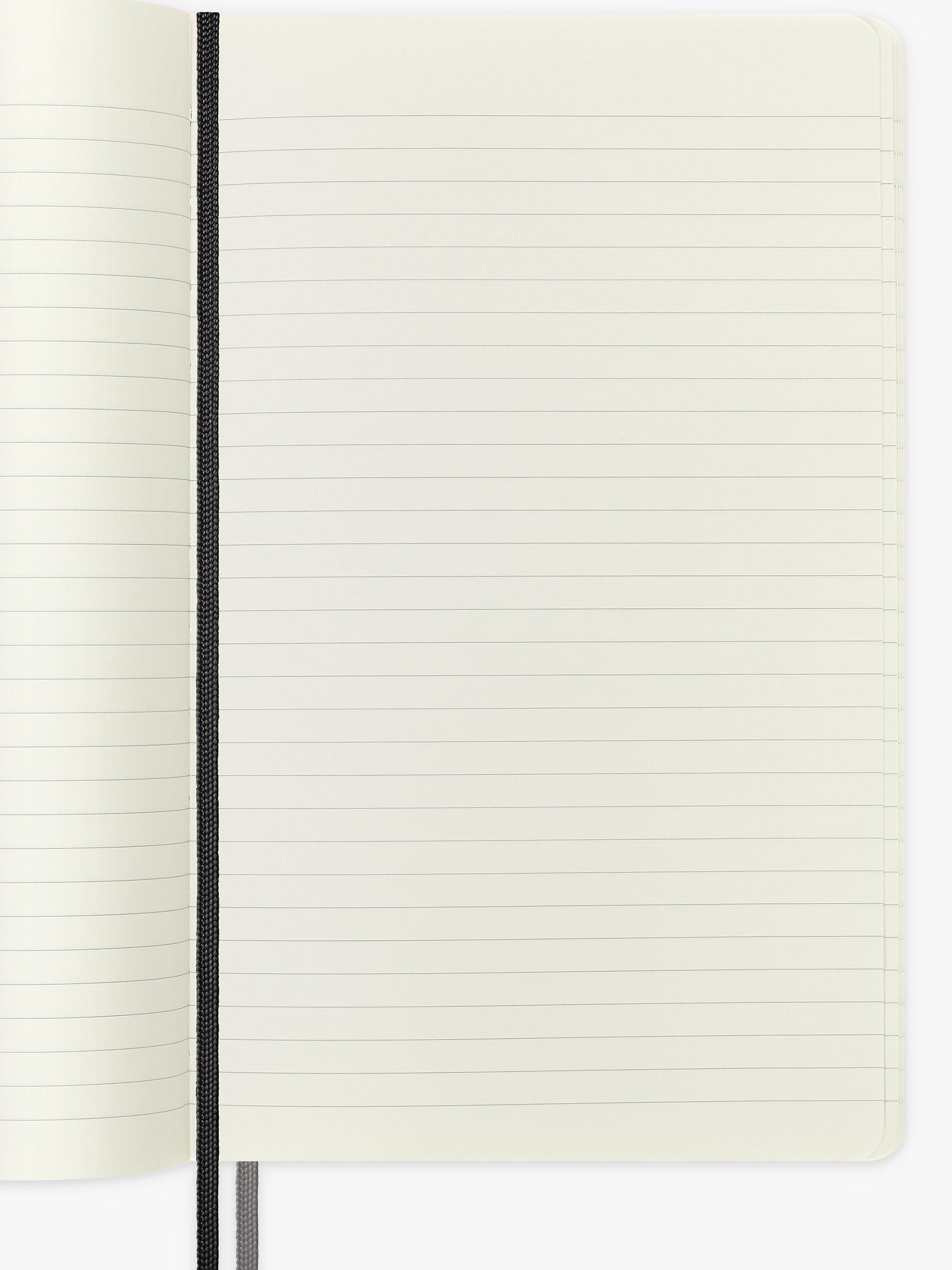 Moleskine large ruled soft cover notebook black, imported from the UK