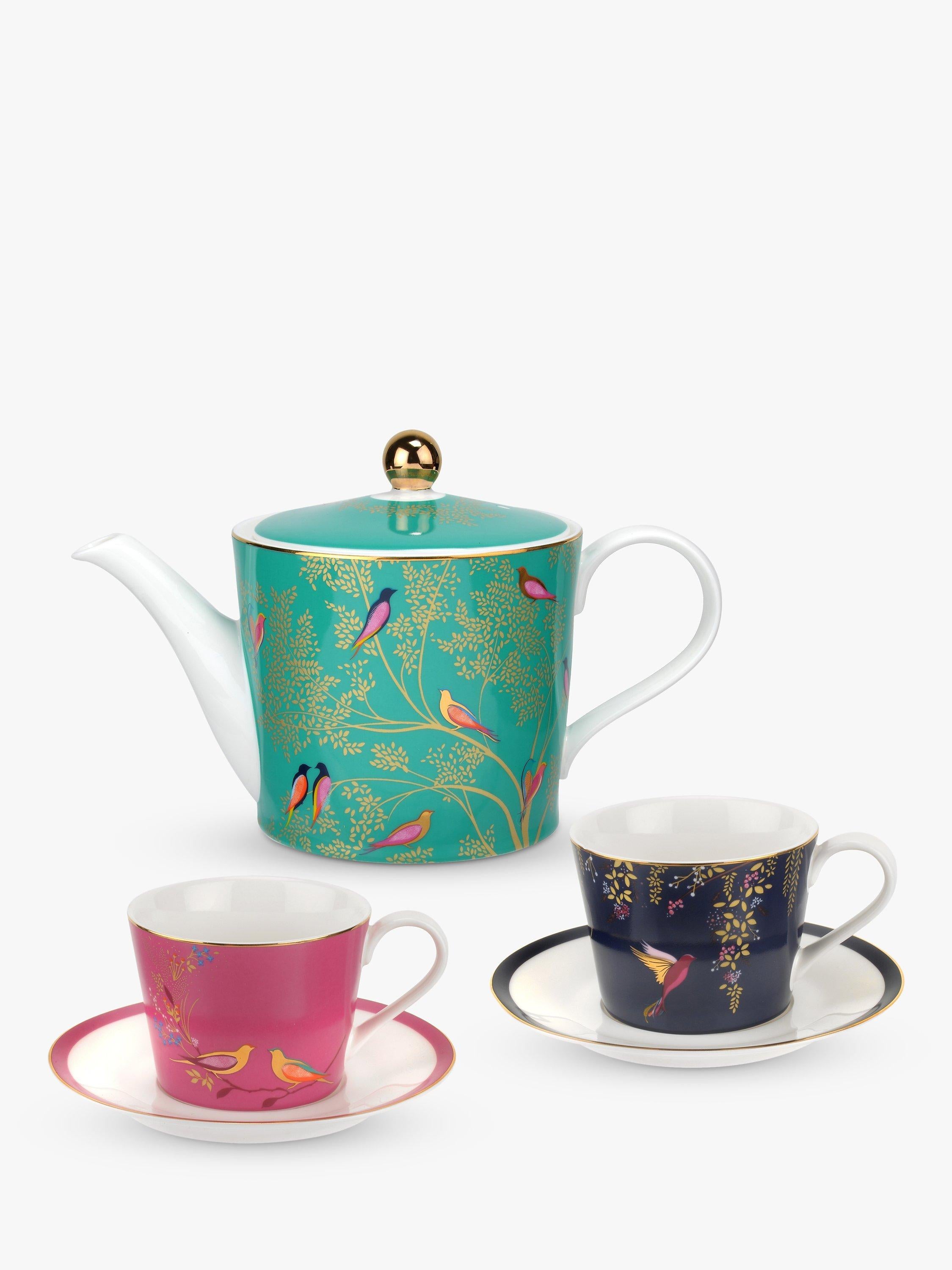 Sara Miller teapot and tea cup set with 1.1L capacity, multi-design (British brand)