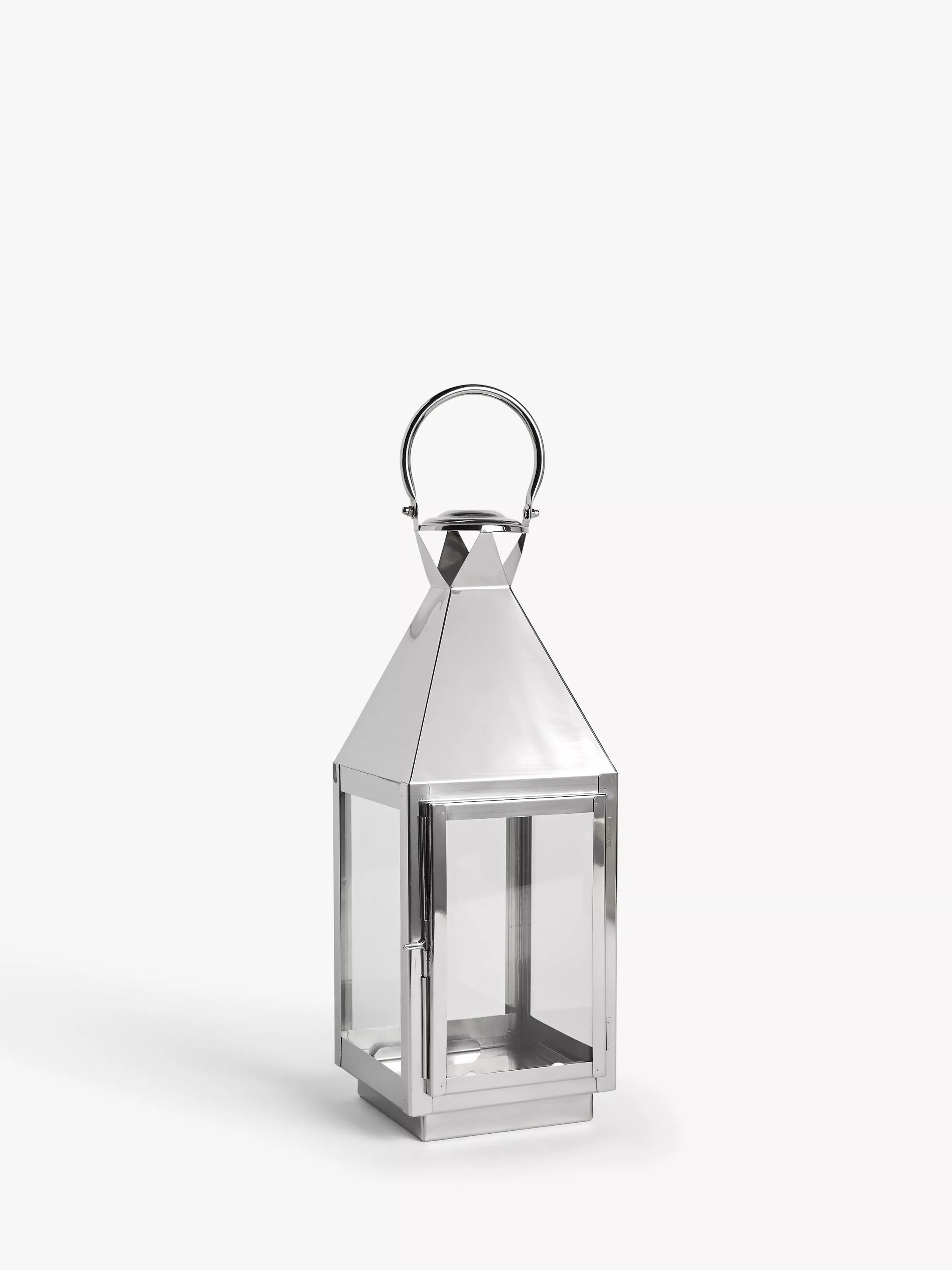 John Lewis square lantern candle holder with stainless steel and glass, height 49 cm, UK version
