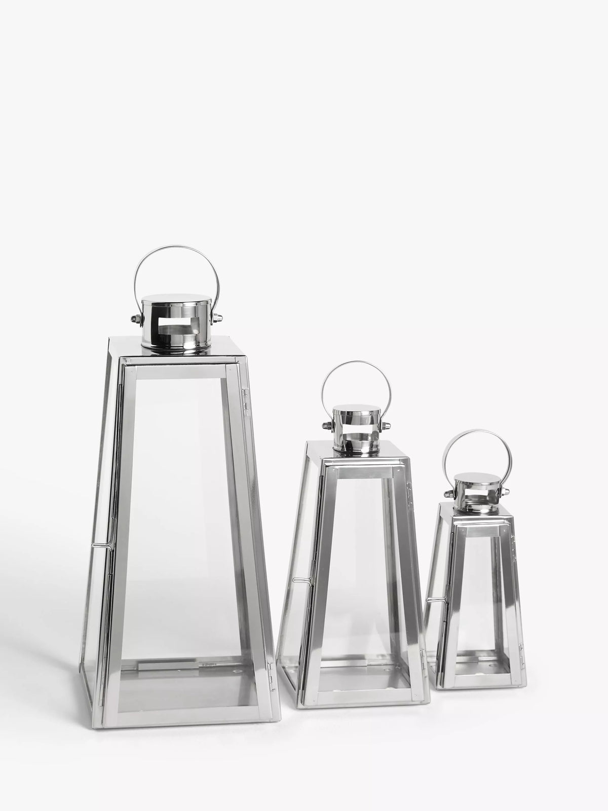 John Lewis set of 3 Pimlico lantern candle holders silver (British brand)