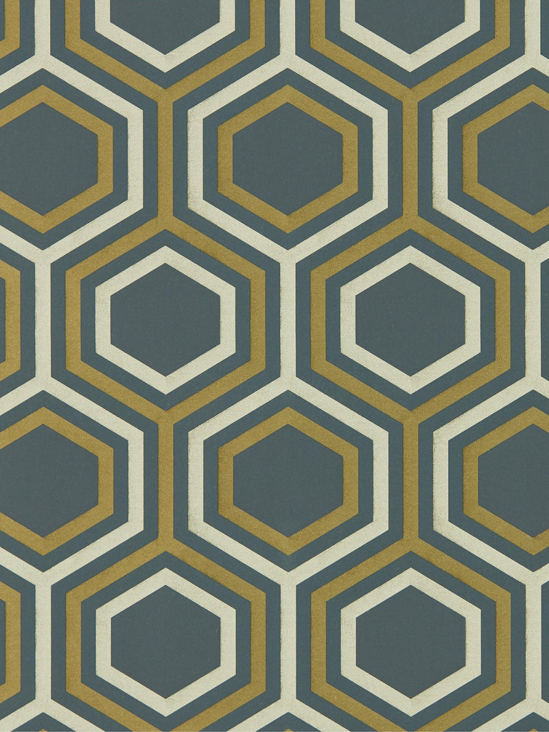 Harlequin honeycomb design wallpaper with metallic tones, UK version