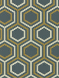 Harlequin honeycomb design wallpaper with metallic tones, UK version