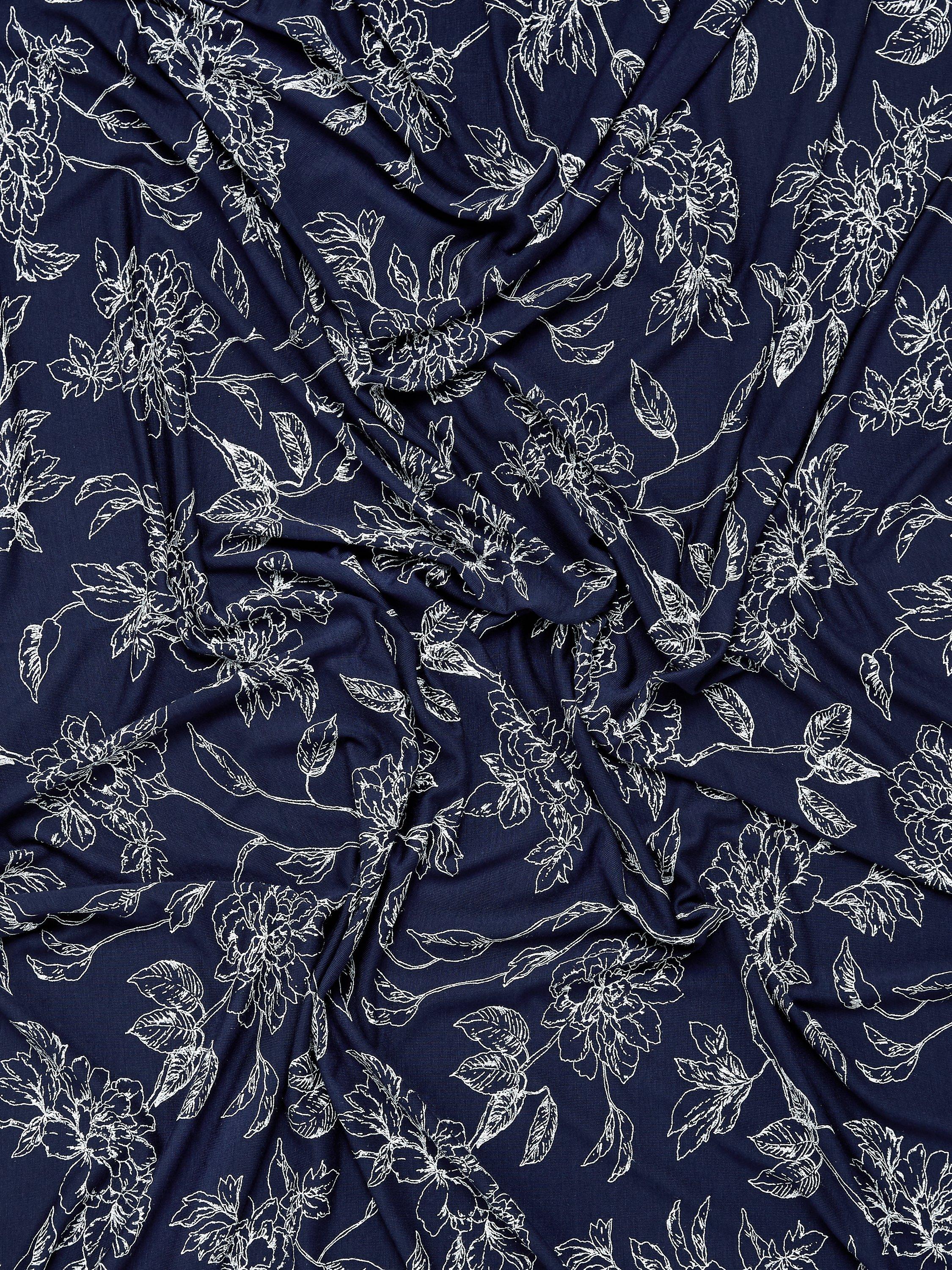 Montreux Fabrics floral print fabric navy, imported from the UK