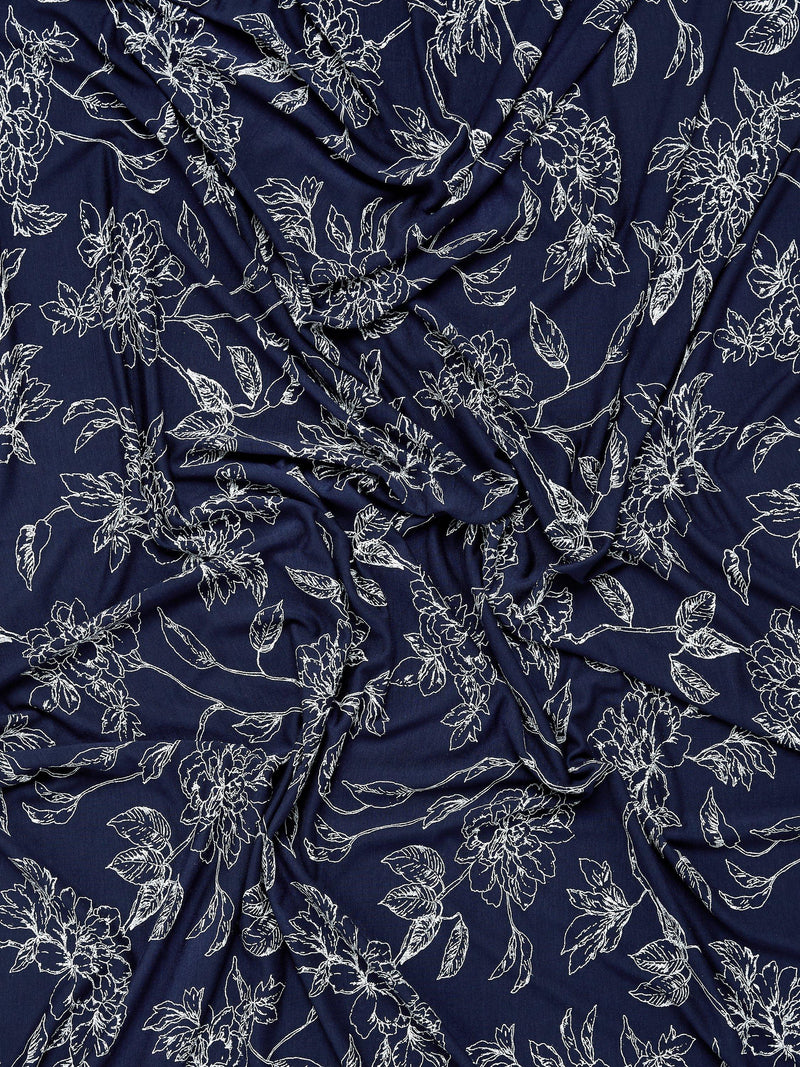 Montreux Fabrics floral print fabric navy, imported from the UK
