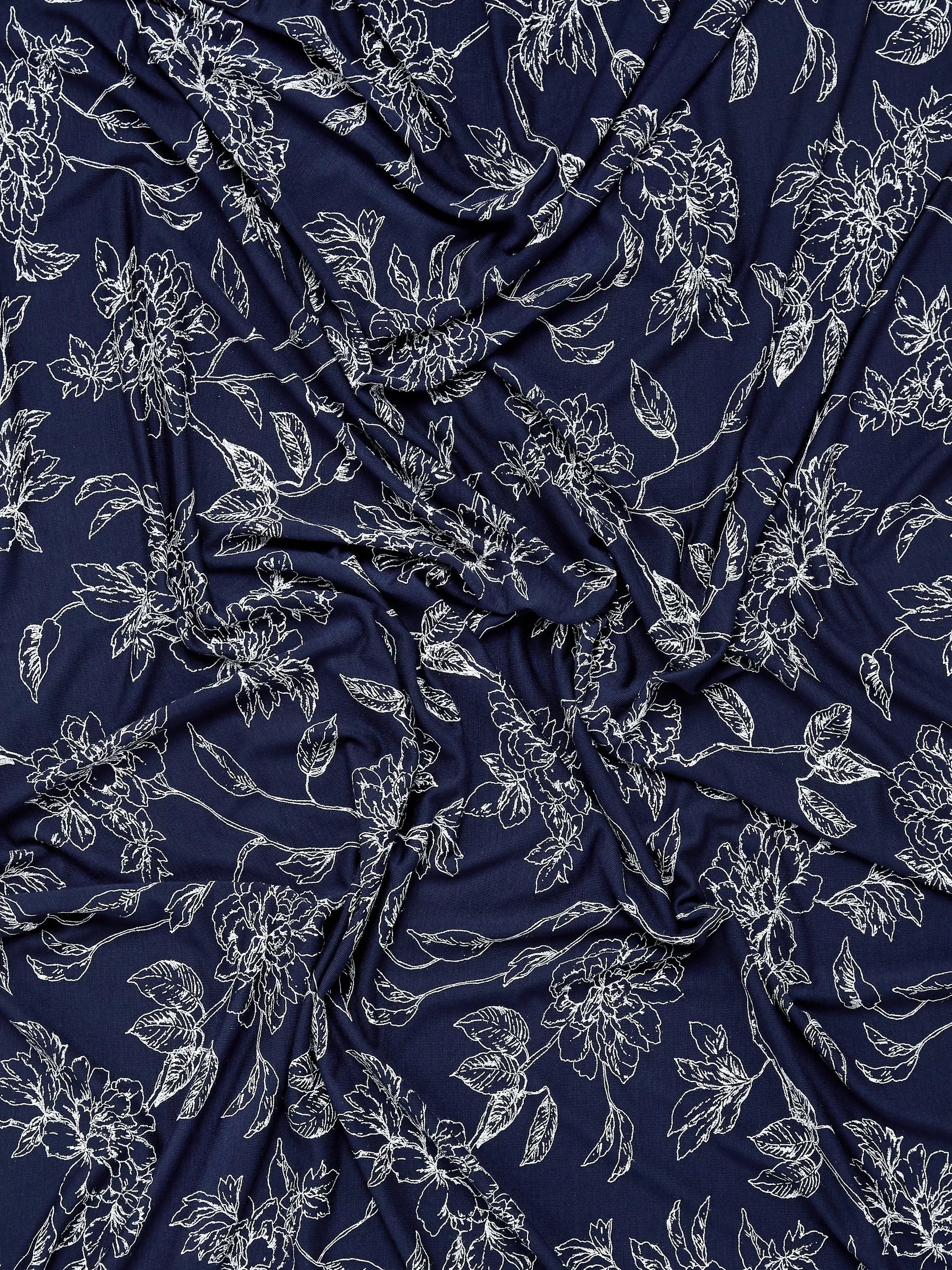 Montreux Fabrics floral print fabric navy, imported from the UK