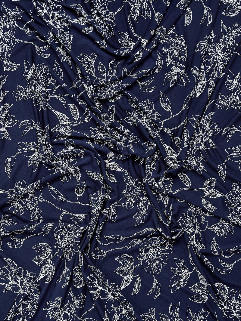 Montreux Fabrics floral print fabric navy, imported from the UK