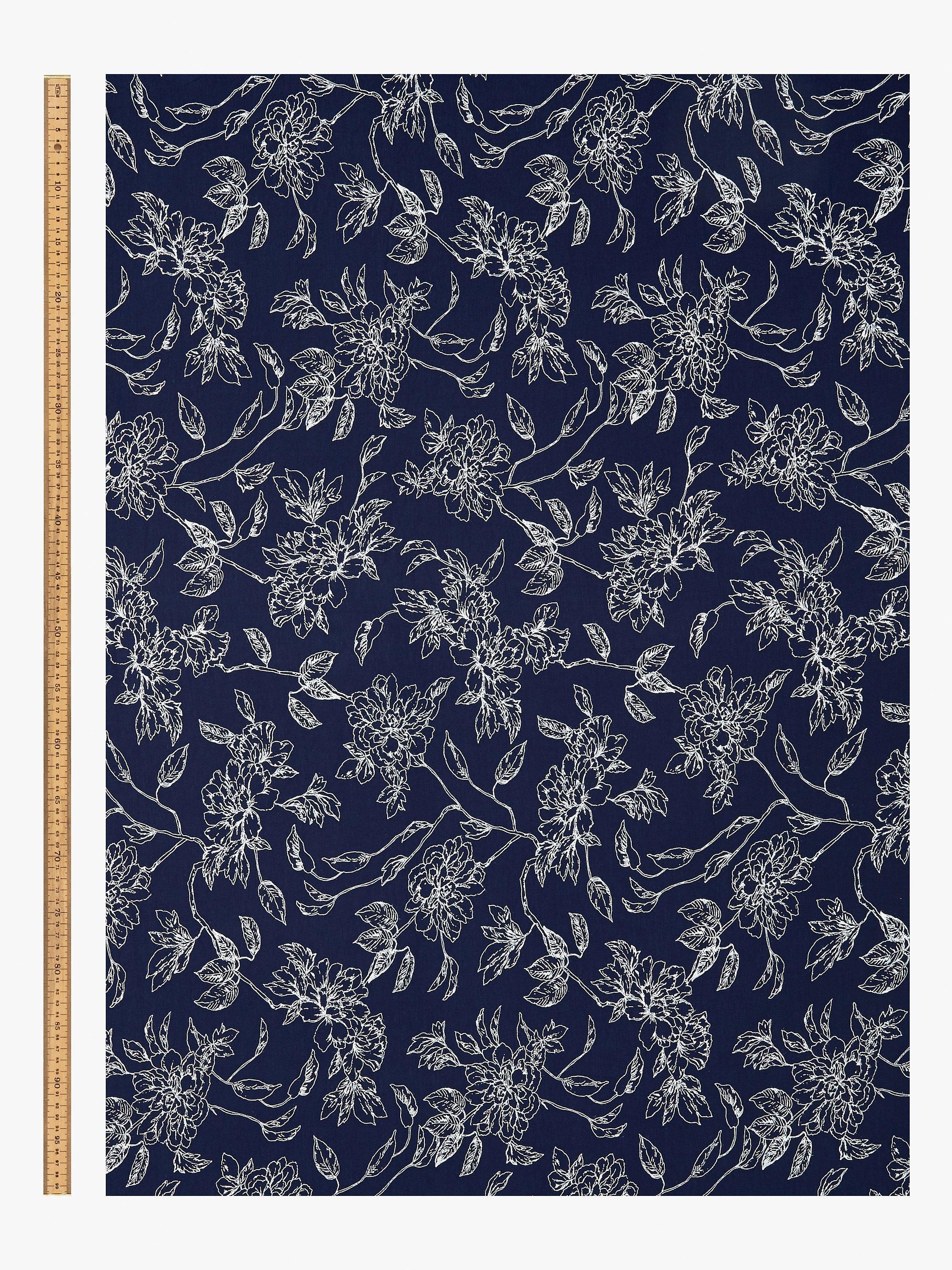 Montreux Fabrics floral print fabric navy, imported from the UK