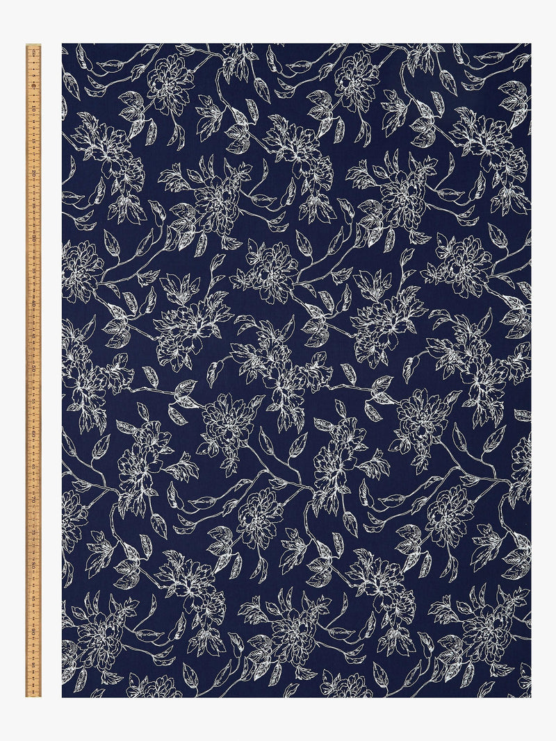 Montreux Fabrics floral print fabric navy, imported from the UK