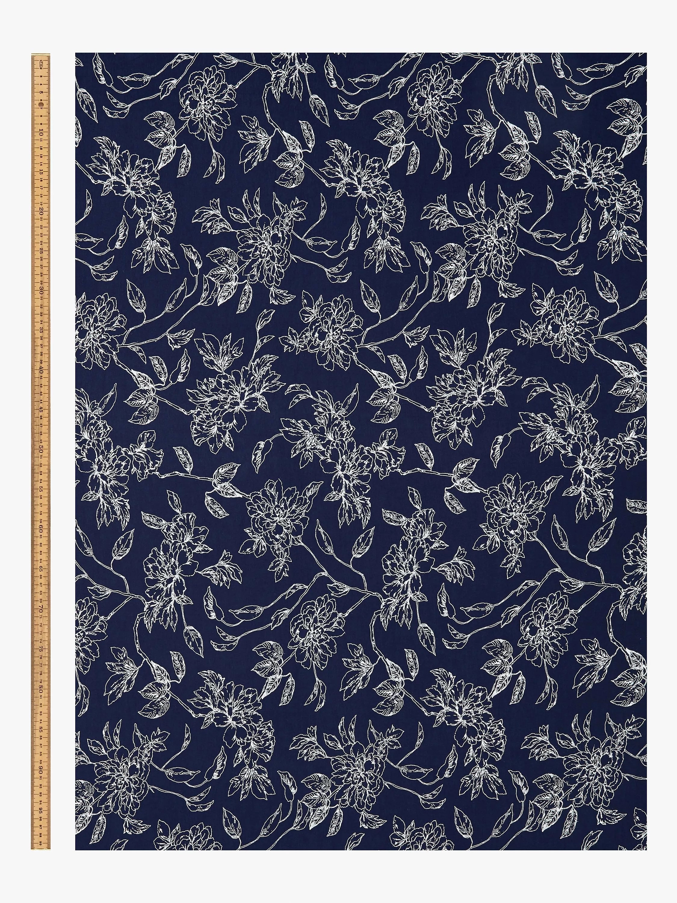 Montreux Fabrics floral print fabric navy, imported from the UK