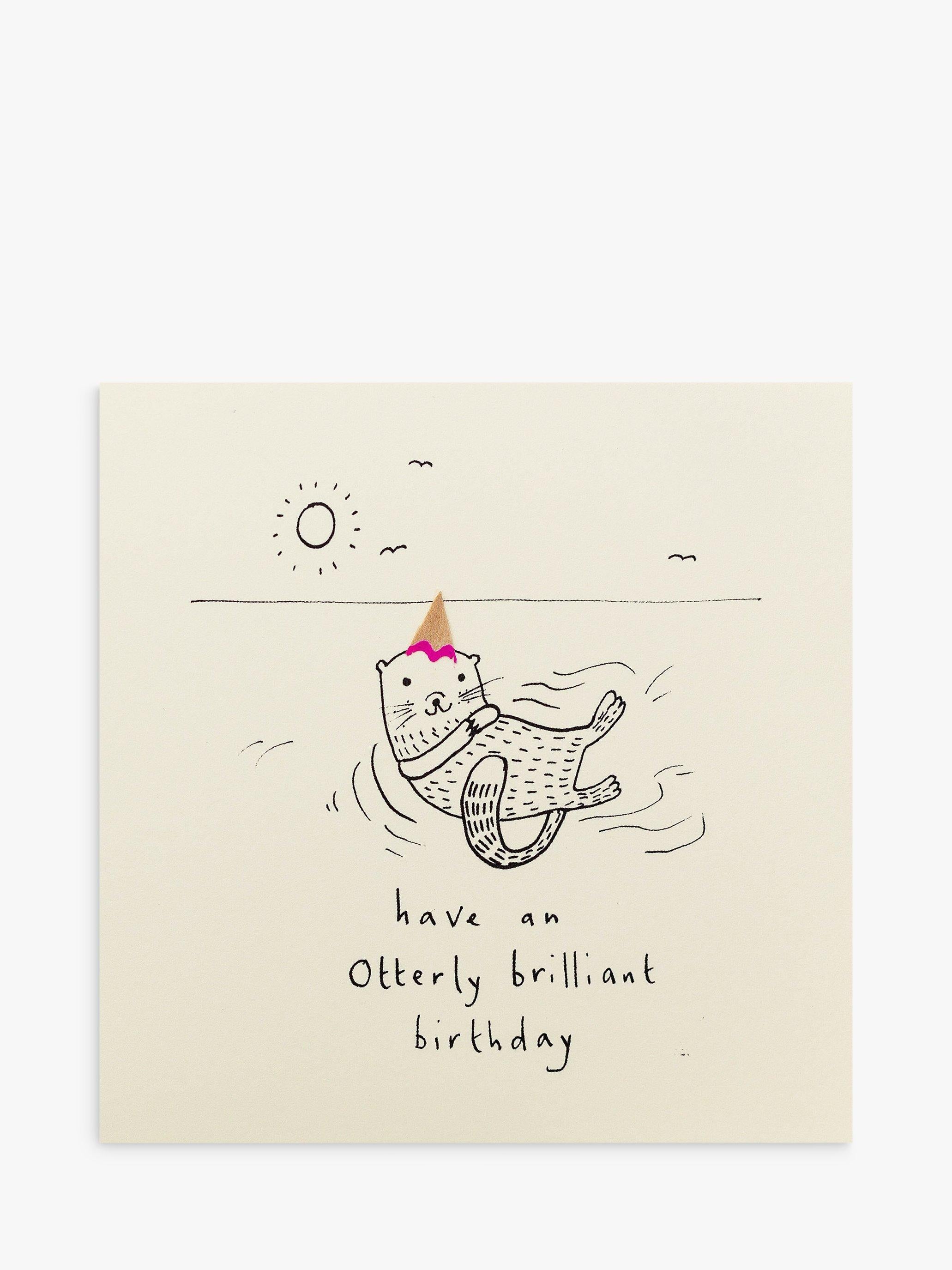 Ruth Jackson otter birthday card blank inside, imported from the UK