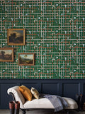 Cole & Son Bastoni wallpaper design with metallic gold details, UK version