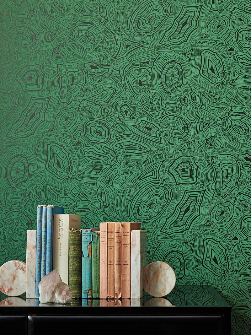 Cole & Son Malachite wallpaper in mineral shades, UK version