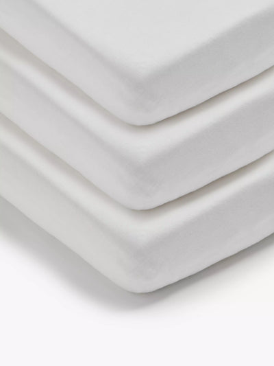 John Lewis John Lewis Cotton Fitted Cot Sheet, Pack of 3, 60 x 120cm, White- Buy online at McGrocer