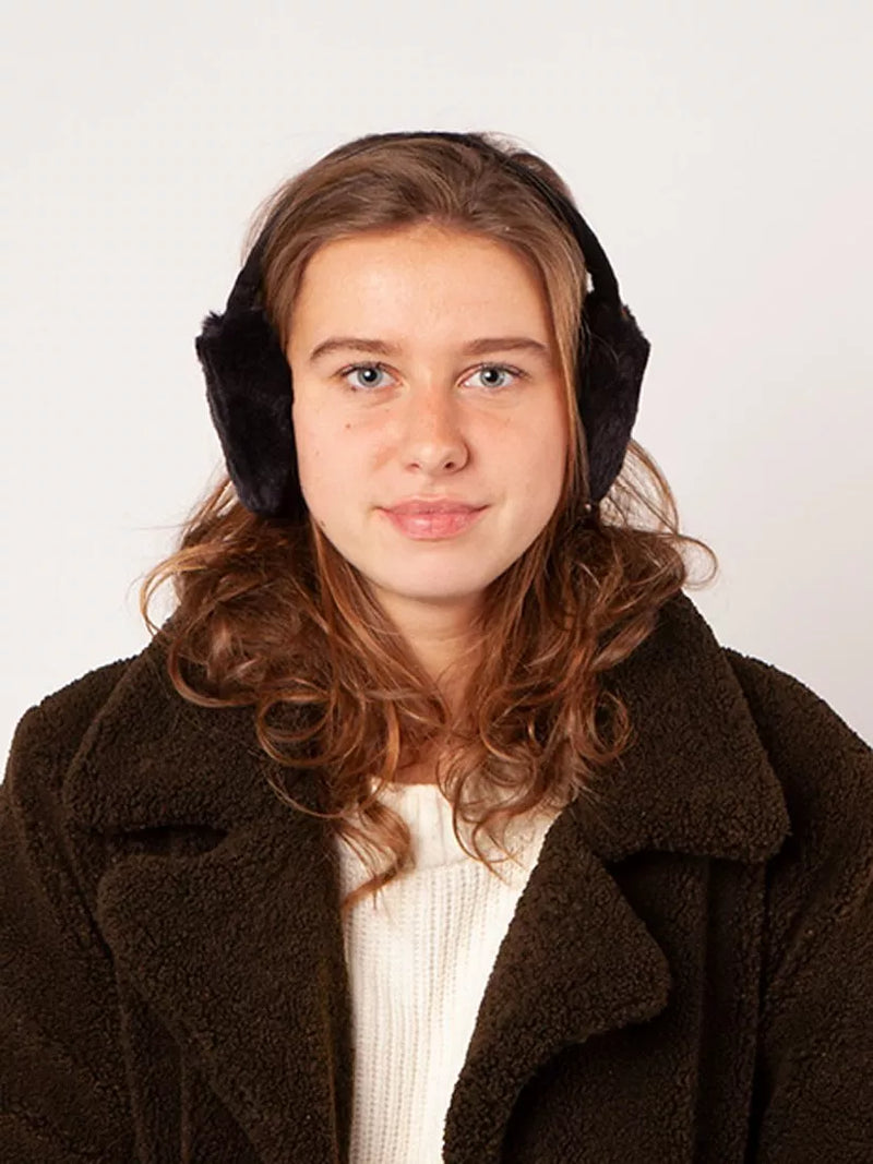 Barts plush black ear muffs one size (British brand)
