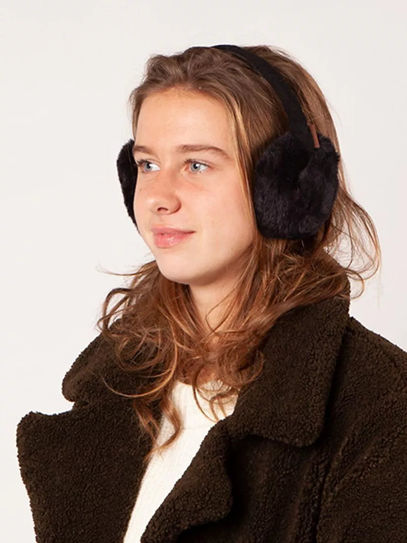 Barts plush black ear muffs one size (British brand)