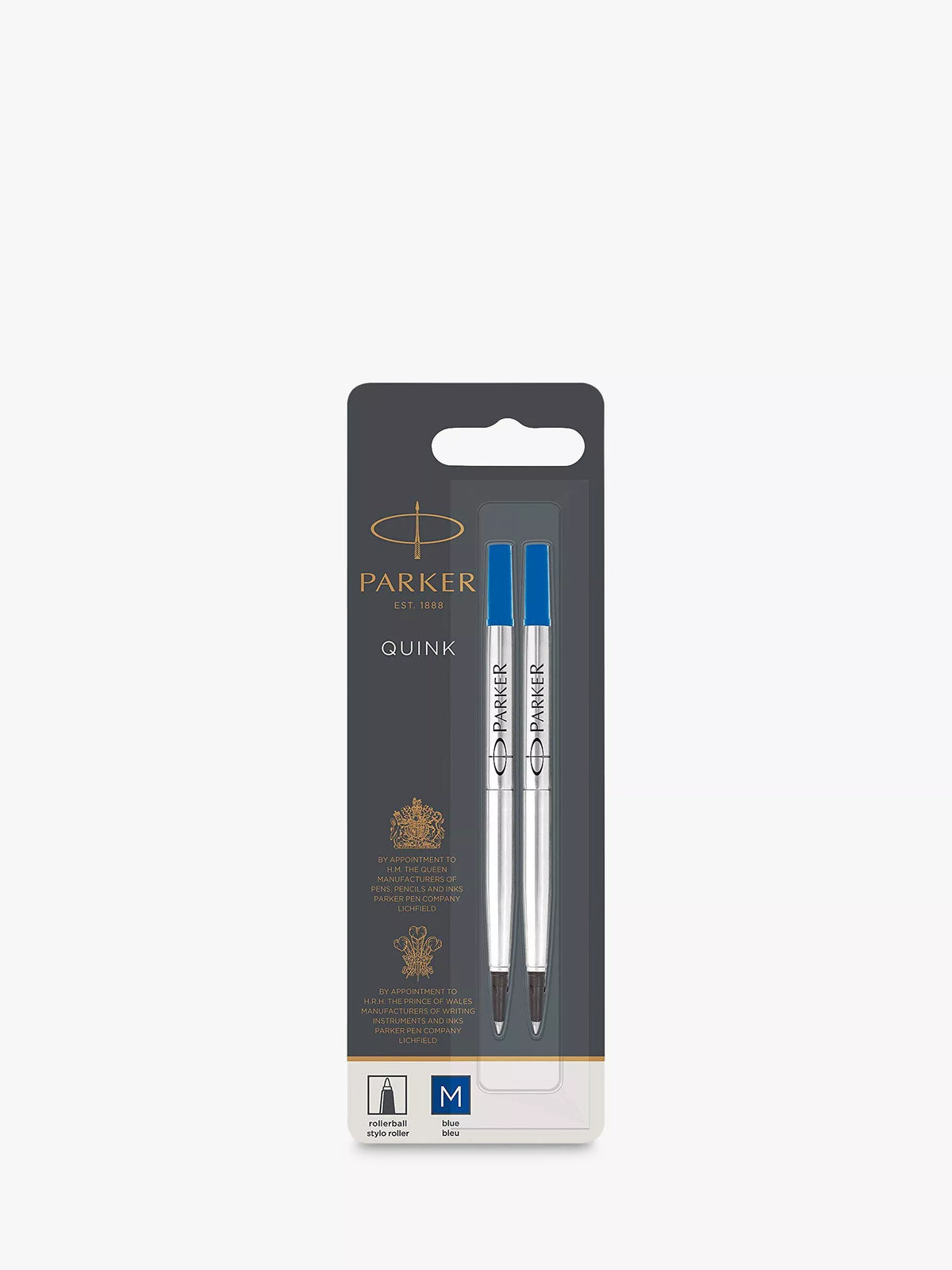 Parker Quink rollerball ink refills blue medium pack of 2 - British product