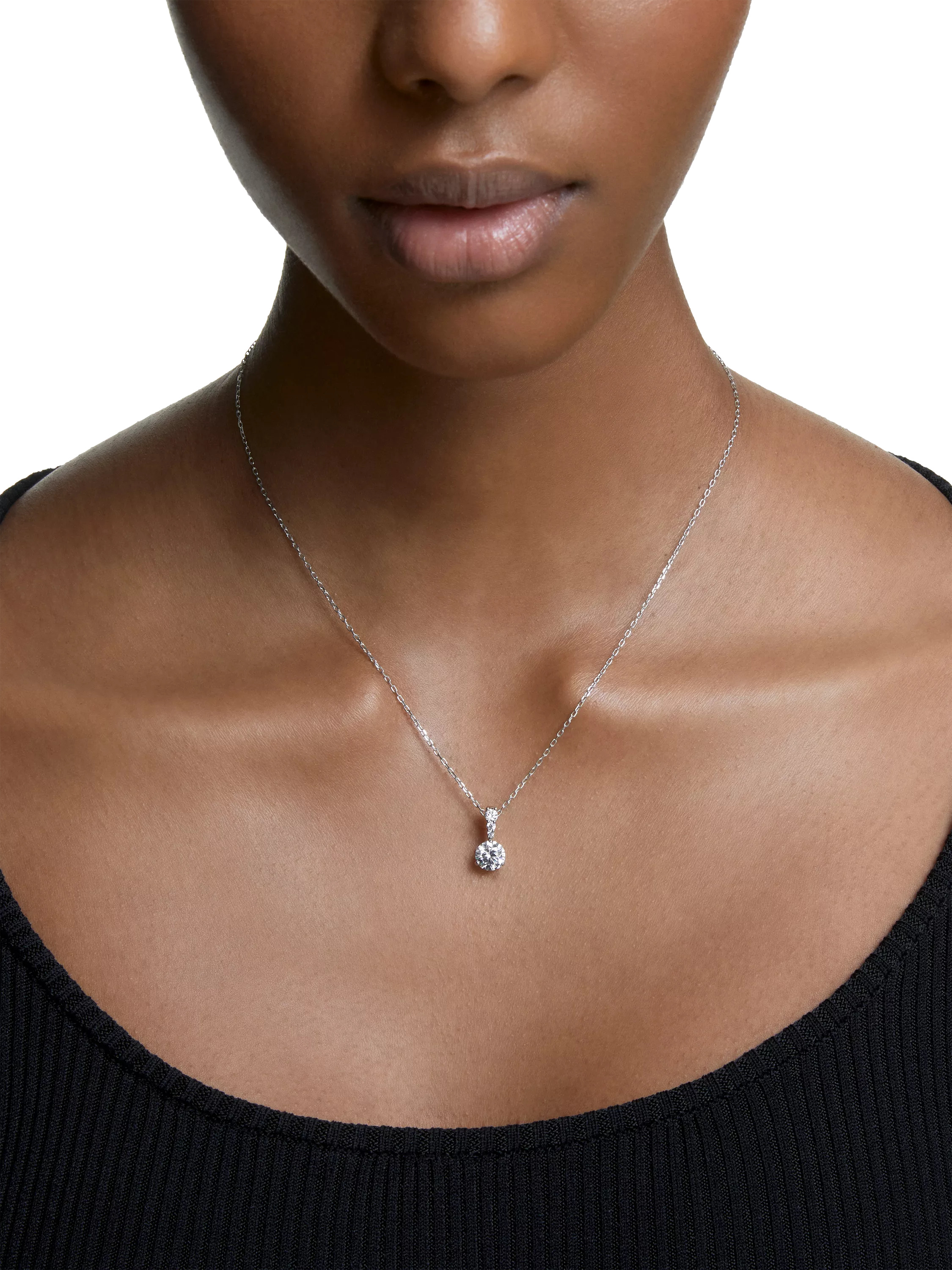 Swarovski solitaire round pendant necklace in silver (British brand)