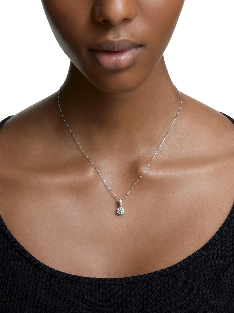 Swarovski solitaire round pendant necklace in silver (British brand)
