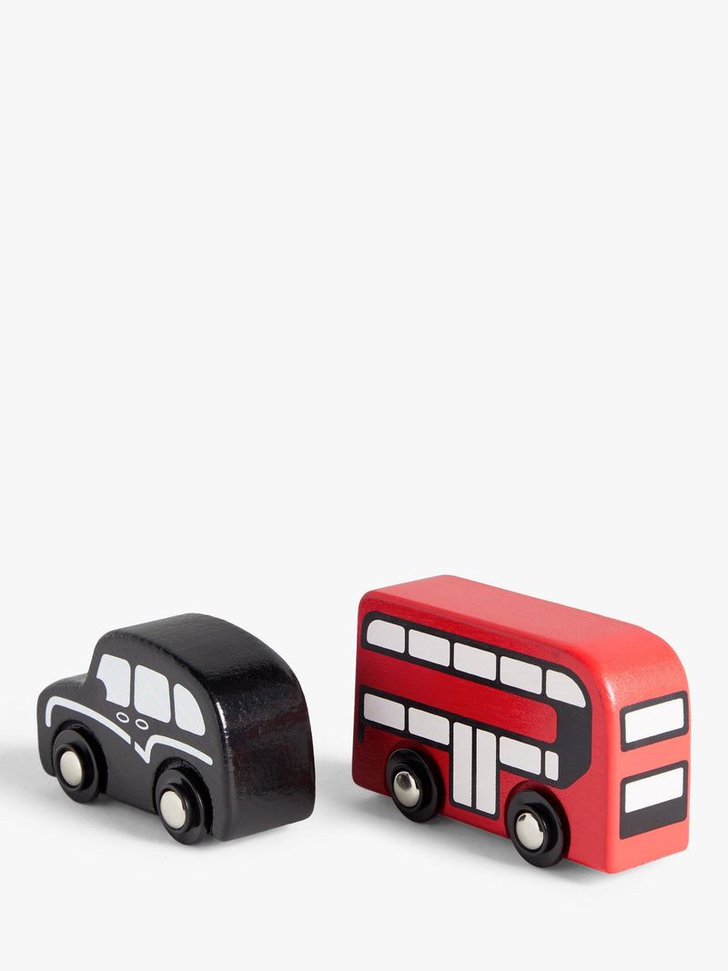 John Lewis wooden London bus and taxi toy set, UK version