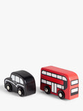 John Lewis wooden London bus and taxi toy set, UK version