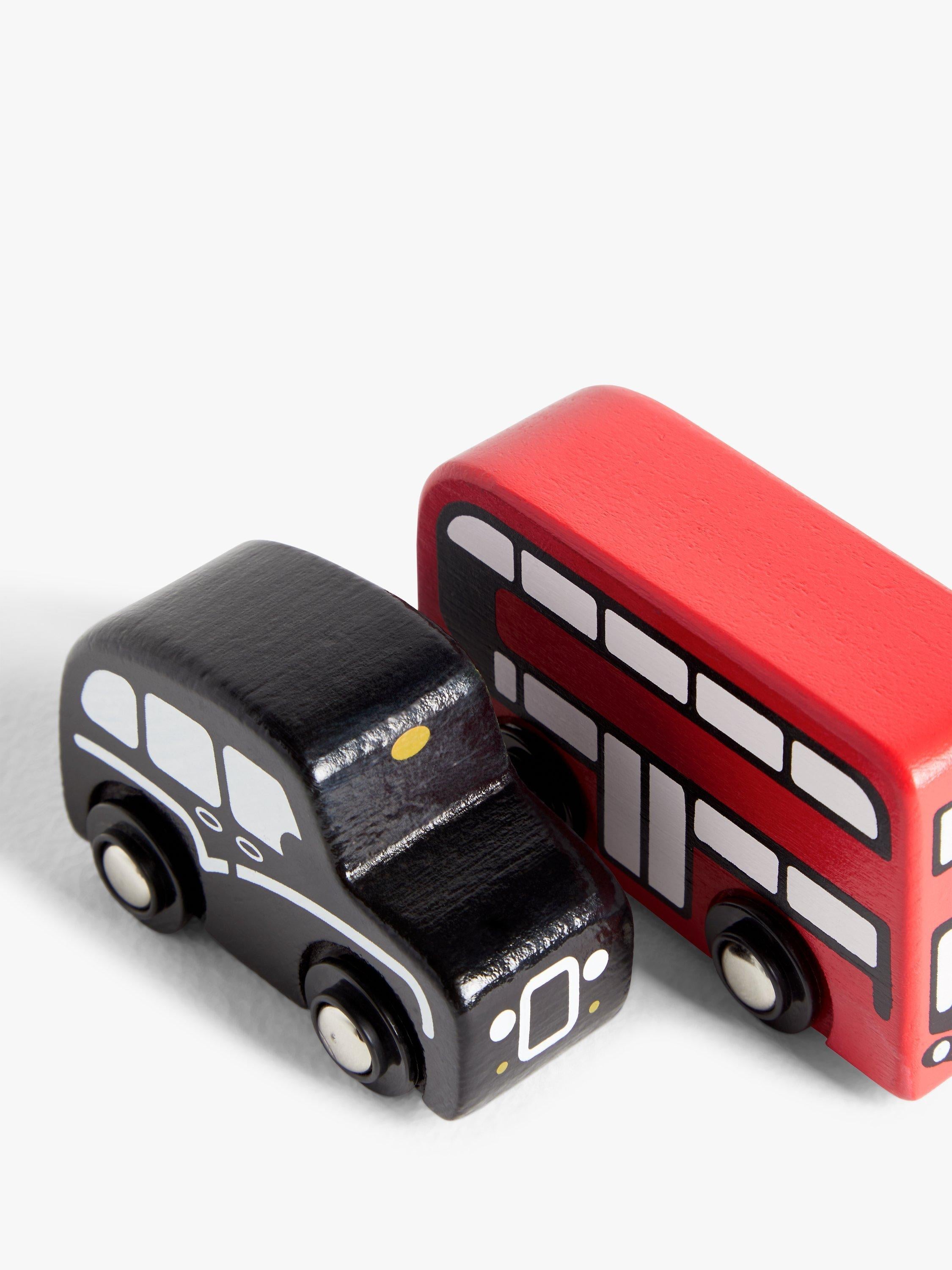 John Lewis wooden London bus and taxi toy set, UK version