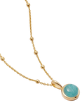 Daisy London Round Semi-Precious Healing Stone Bead Chain Pendant Necklace, Amazonite