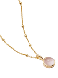 Daisy London Round Semi-Precious Healing Stone Bead Chain Pendant Necklace, Rose Quartz