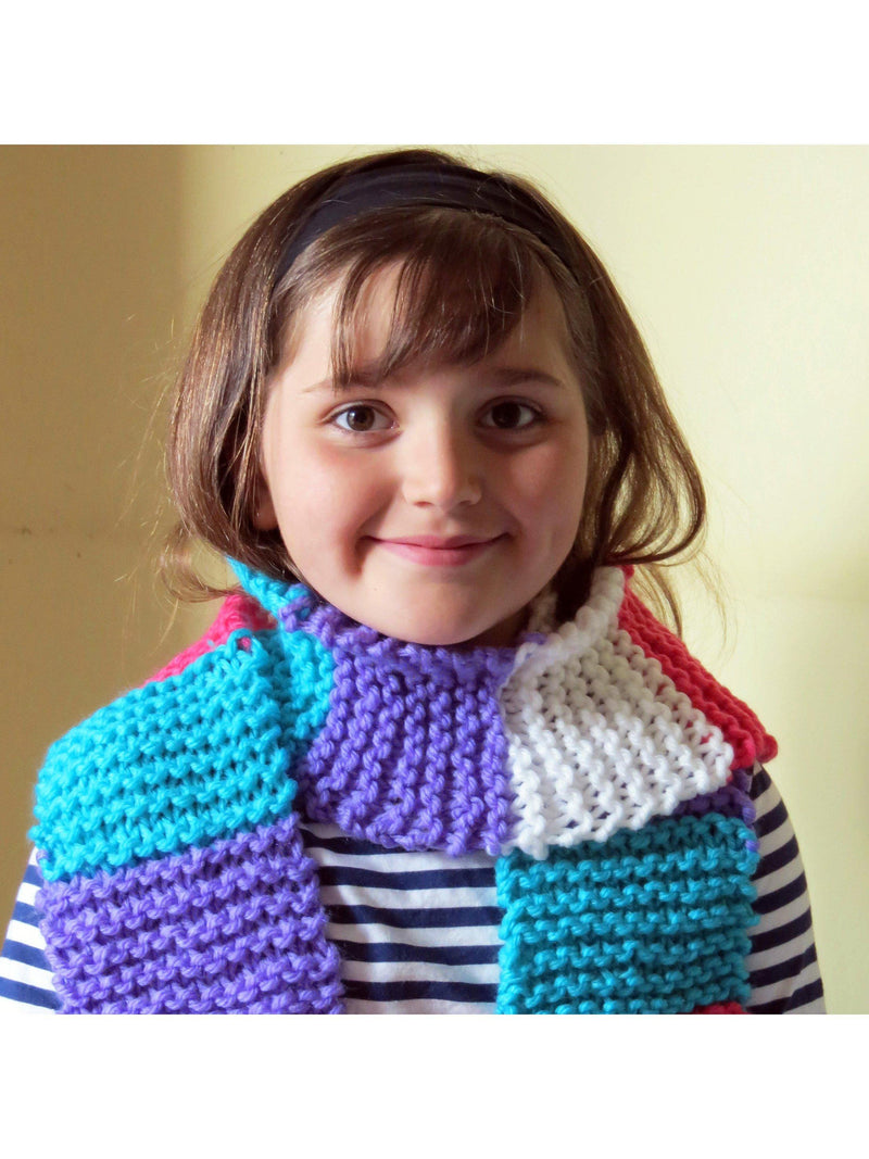 Buttonbag pom pom scarf suitcase knitting kit, UK version