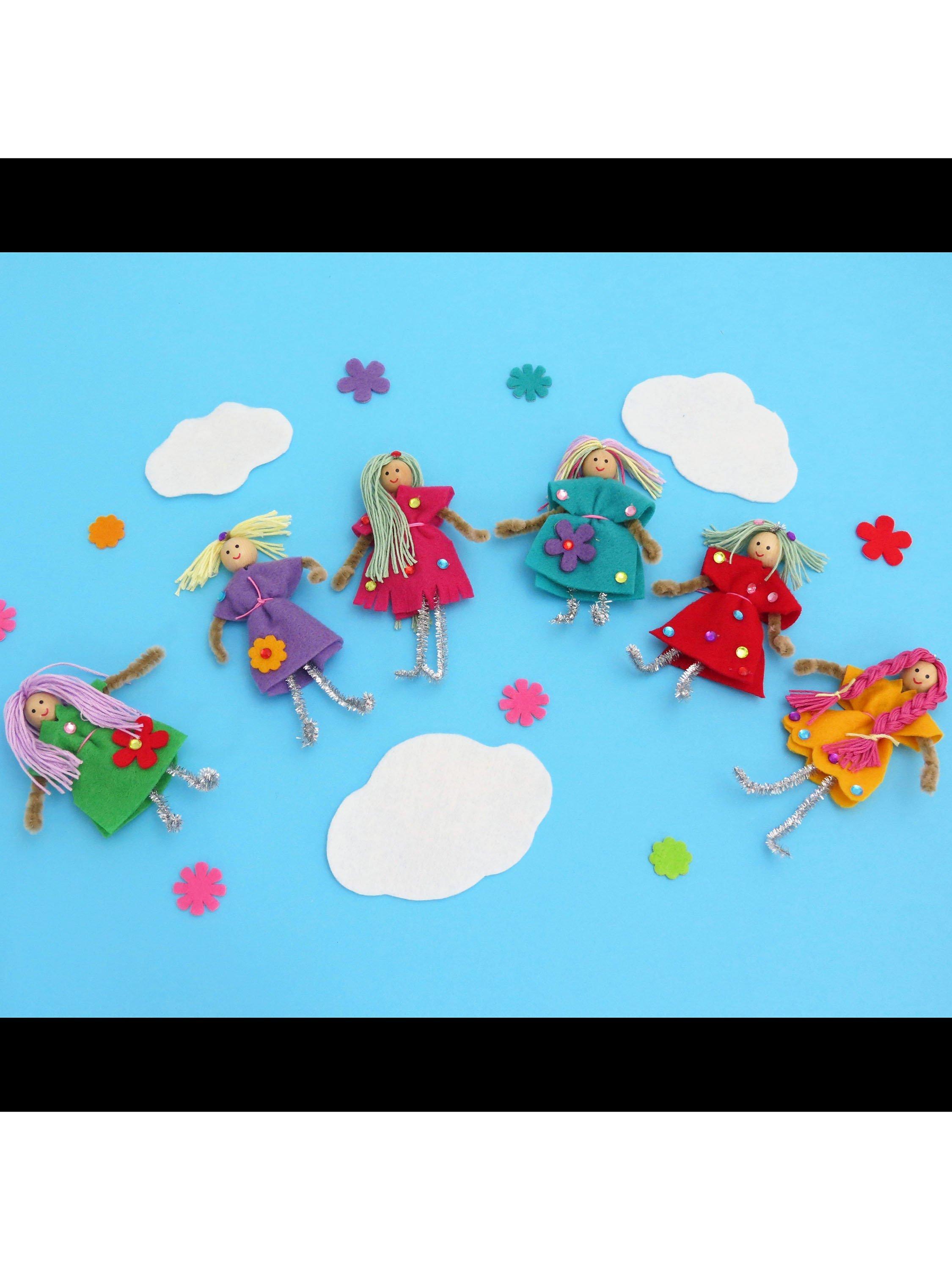 Buttonbag Rainbow Friends peg doll suitcase craft kit - British product