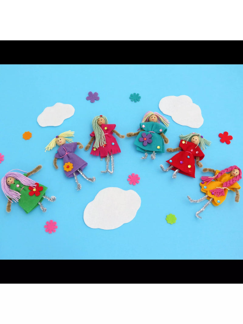 Buttonbag Rainbow Friends peg doll suitcase craft kit - British product