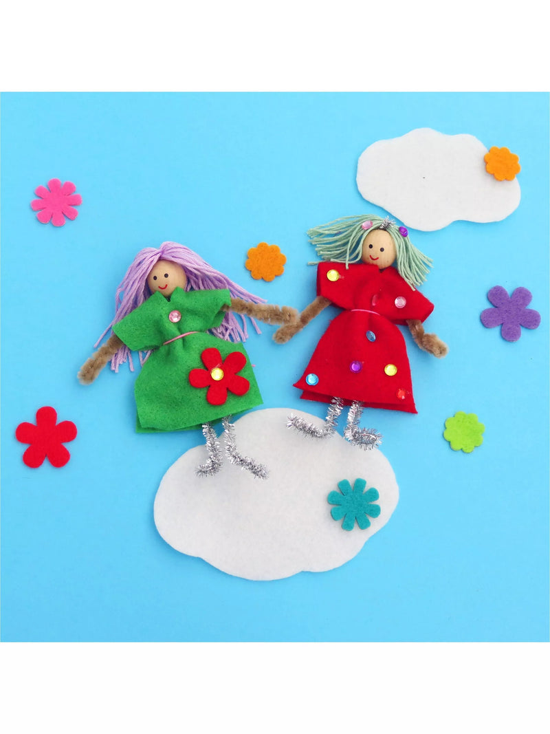 Buttonbag Rainbow Friends peg doll suitcase craft kit - British product