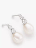Lido drop earrings freshwater pearl cubic zirconia silver, UK version