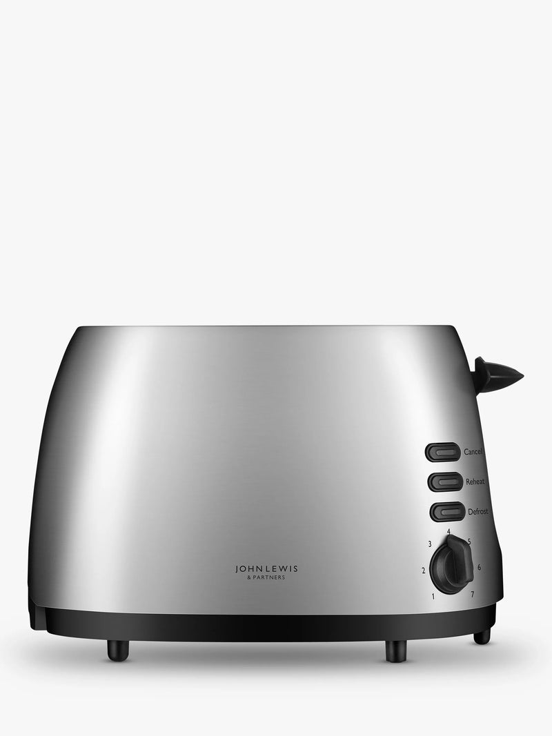 John Lewis JLT093 2-Slice Toaster, Brushed Metal Silver