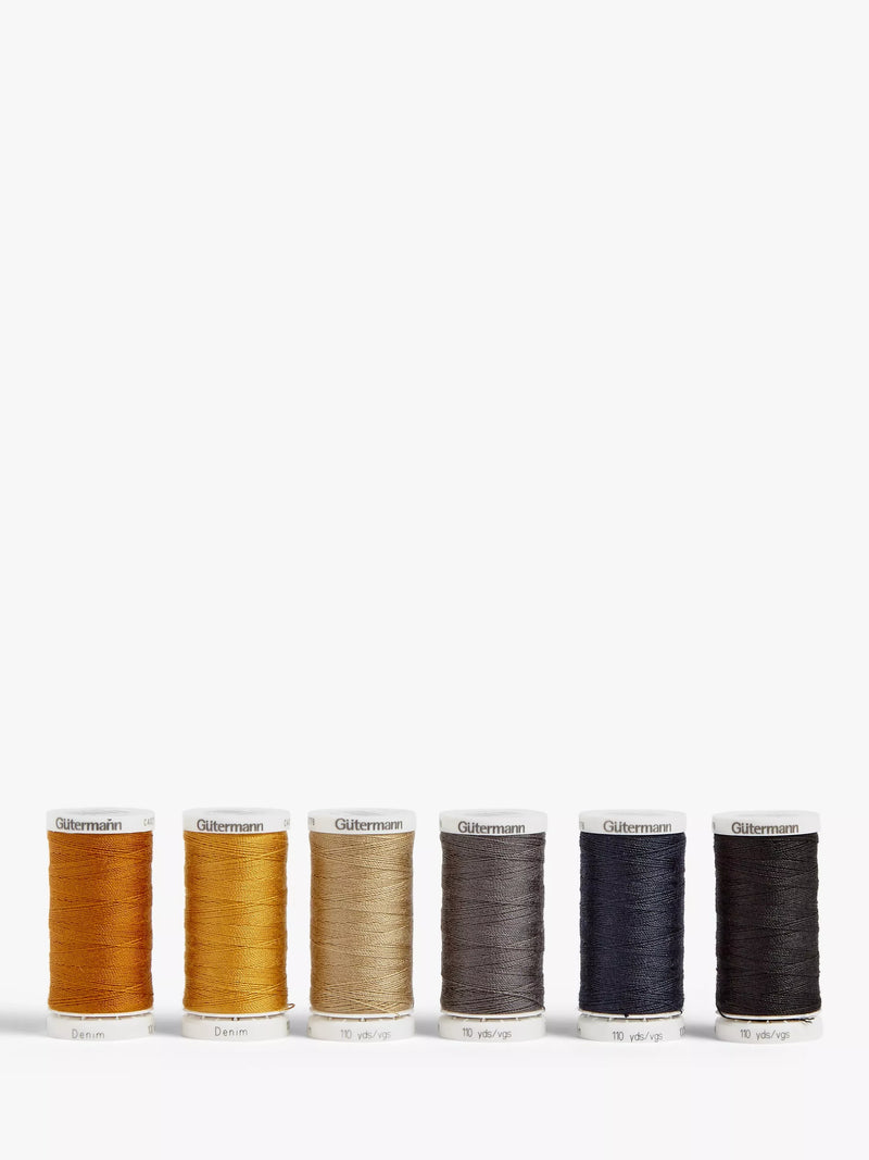 Gütermann creativ denim sewing thread set 6 reels 100m (British brand)