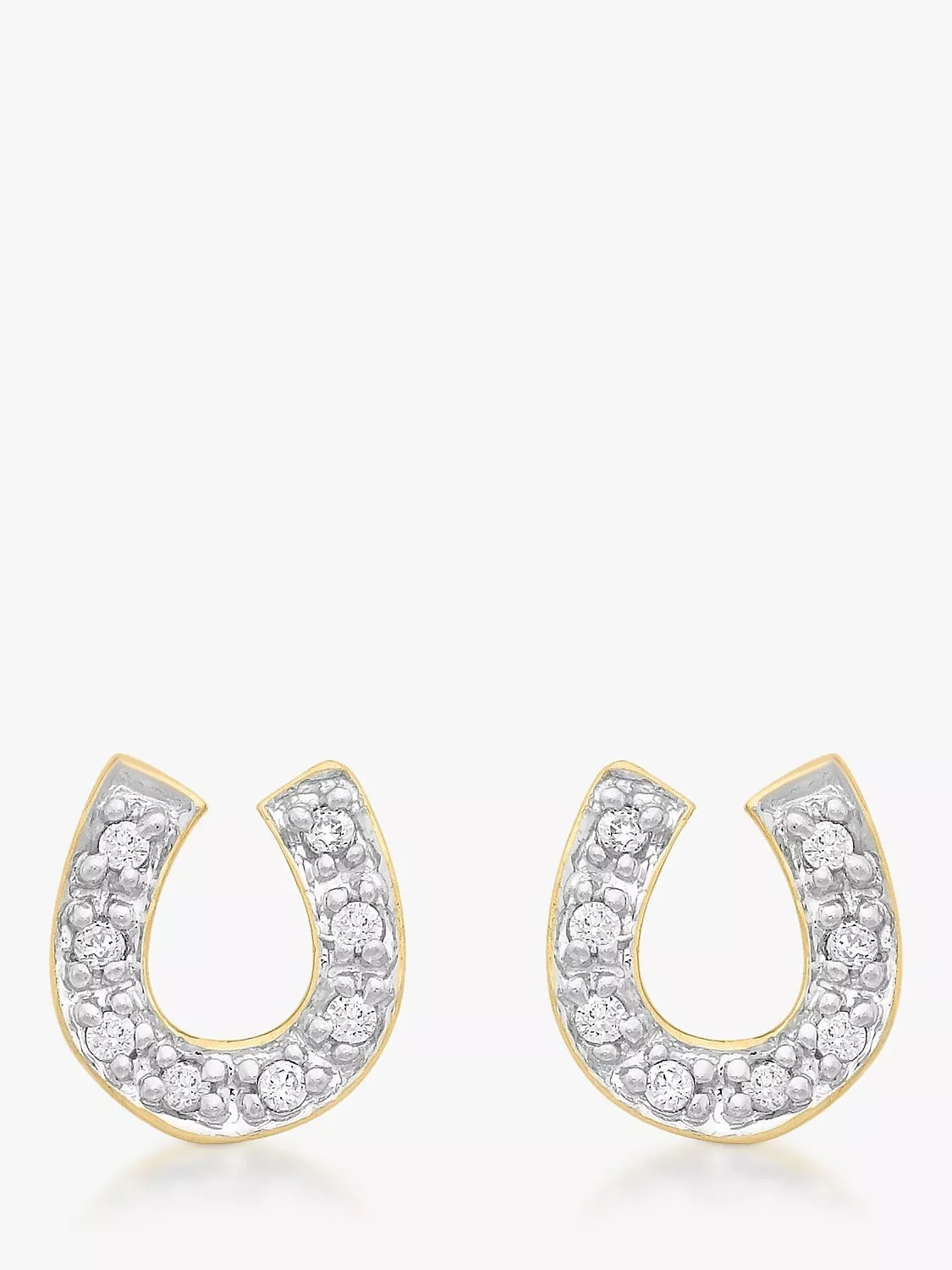 IBB 9ct gold cubic zirconia horseshoe stud earrings - British product