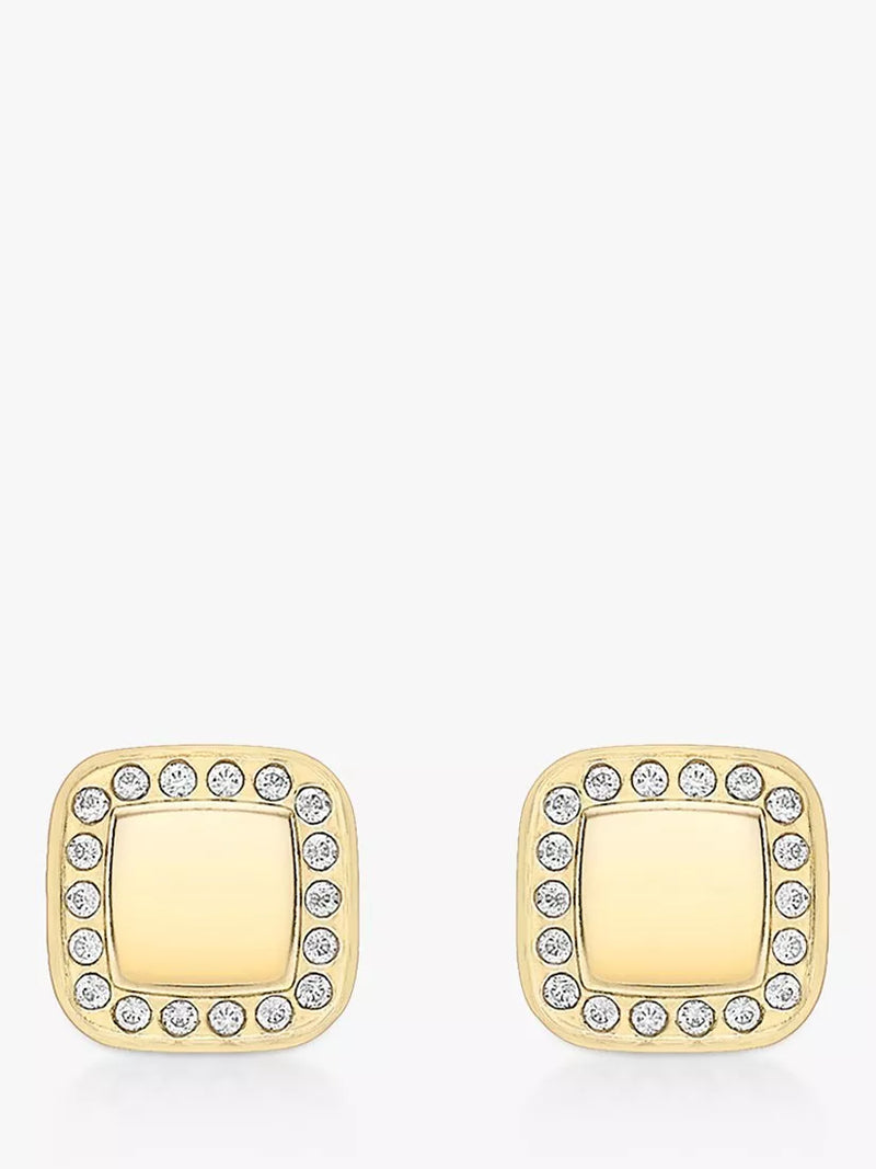 IBB 9ct gold cubic zirconia square stud earrings, UK version
